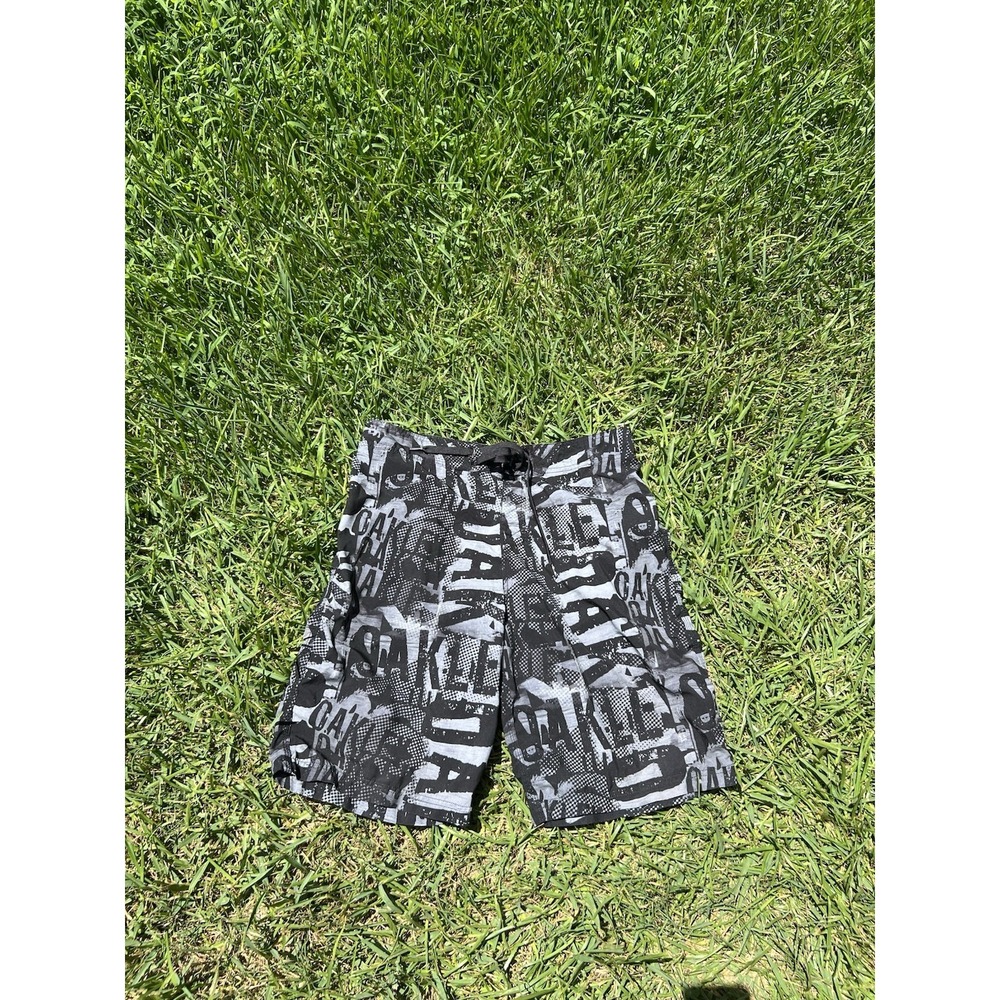 2013 Oakley All Over Print Board Swim Shorts Trunks 35 Tie 11" Inseam Y2K Style